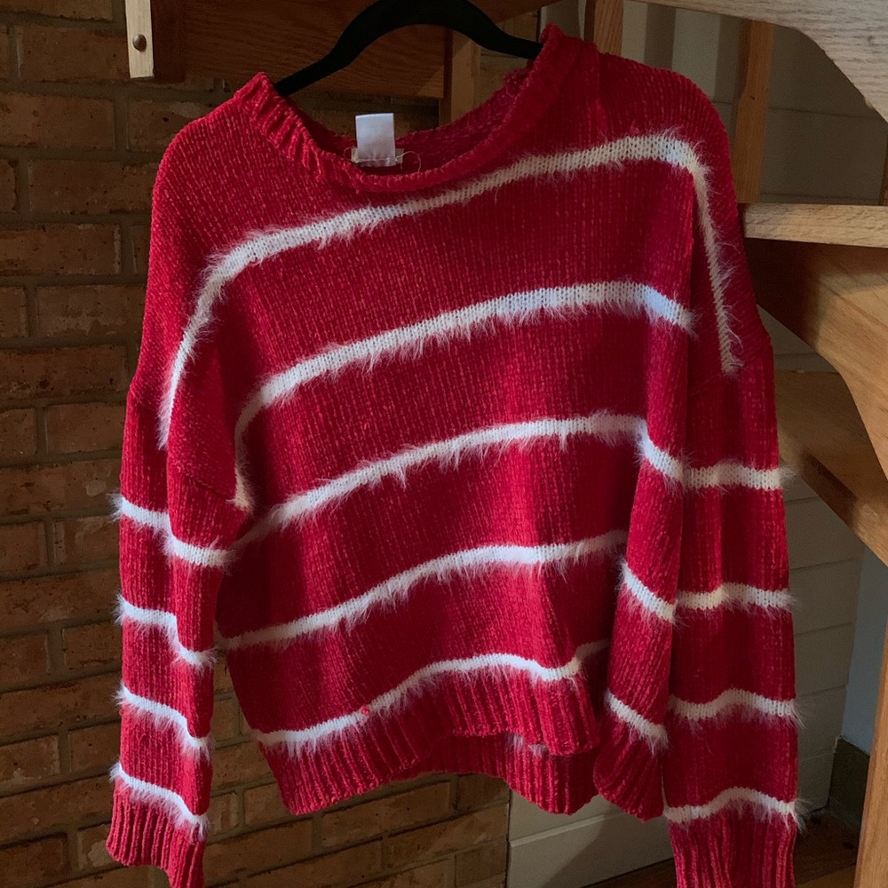Red and white sweater